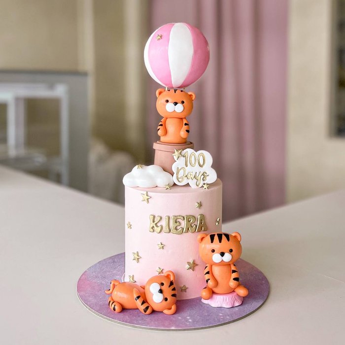 Hot Air Balloon Baby Tiger Cake (Pink)