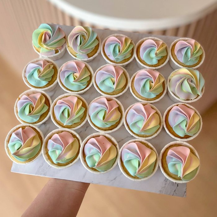 Mini Rainbow Cupcakes (20)
