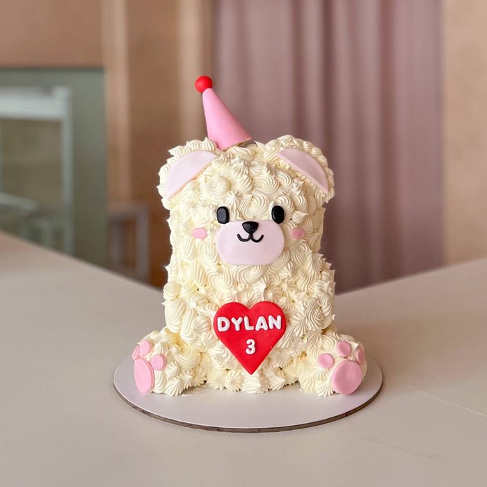 3D Fluffy Teddy Bear Cake